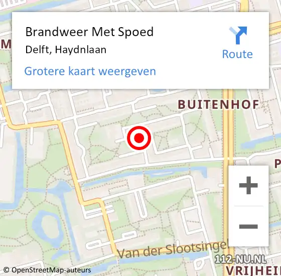 Locatie op kaart van de 112 melding: Brandweer Met Spoed Naar Delft, Haydnlaan op 8 december 2020 20:36
