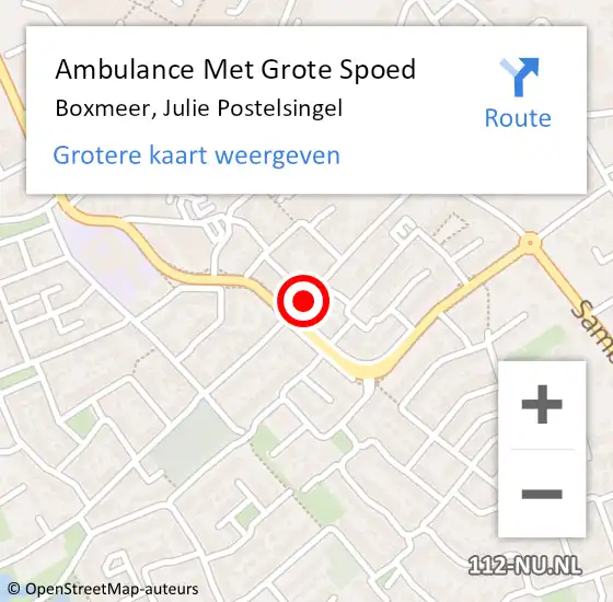 Locatie op kaart van de 112 melding: Ambulance Met Grote Spoed Naar Boxmeer, Julie Postelsingel op 9 december 2020 02:01