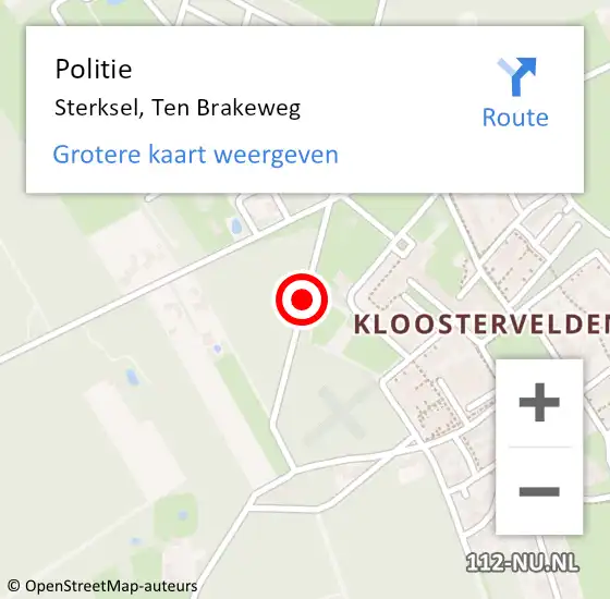 Locatie op kaart van de 112 melding: Politie Sterksel, Ten Brakeweg op 9 december 2020 14:38
