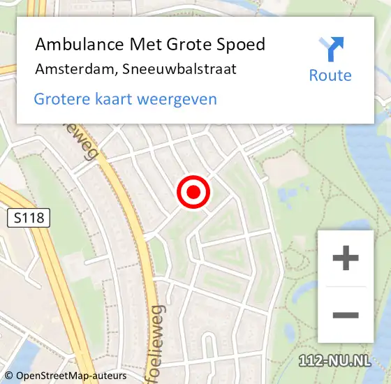 Locatie op kaart van de 112 melding: Ambulance Met Grote Spoed Naar Amsterdam, Sneeuwbalstraat op 9 december 2020 18:13