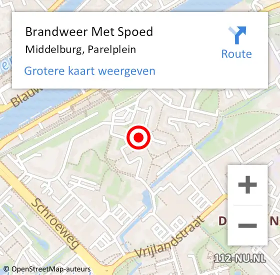Locatie op kaart van de 112 melding: Brandweer Met Spoed Naar Middelburg, Parelplein op 9 december 2020 22:49