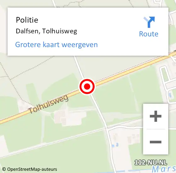 Locatie op kaart van de 112 melding: Politie Dalfsen, Tolhuisweg op 10 december 2020 06:24