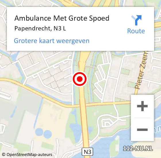 Locatie op kaart van de 112 melding: Ambulance Met Grote Spoed Naar Papendrecht, N3 L op 10 december 2020 08:05
