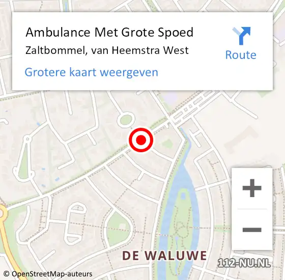 Locatie op kaart van de 112 melding: Ambulance Met Grote Spoed Naar Zaltbommel, van Heemstra West op 10 december 2020 09:18