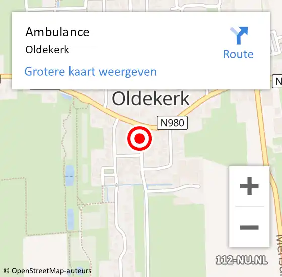 Locatie op kaart van de 112 melding: Ambulance Oldekerk op 10 december 2020 14:49