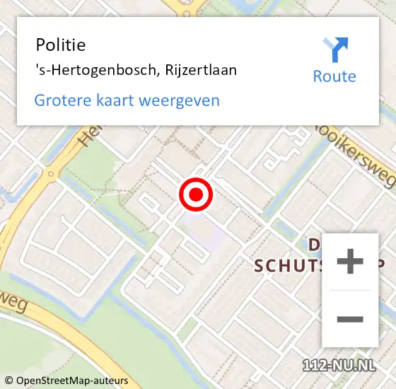 Locatie op kaart van de 112 melding: Politie 's-Hertogenbosch, Rijzertlaan op 10 december 2020 14:59