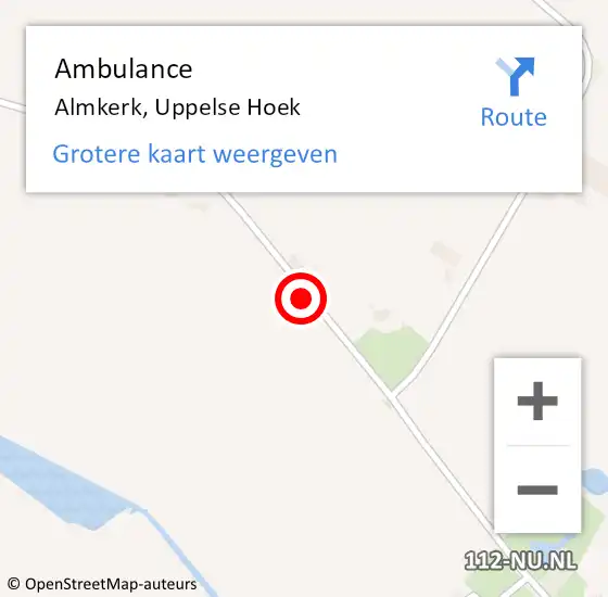 Locatie op kaart van de 112 melding: Ambulance Almkerk, Uppelse Hoek op 10 december 2020 18:17
