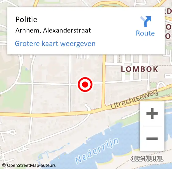 Locatie op kaart van de 112 melding: Politie Arnhem, Alexanderstraat op 10 december 2020 21:05