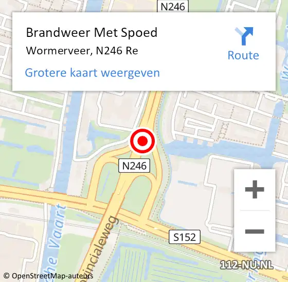 Locatie op kaart van de 112 melding: Brandweer Met Spoed Naar Wormerveer, N246 Re op 11 december 2020 13:16
