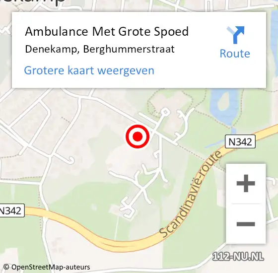 Locatie op kaart van de 112 melding: Ambulance Met Grote Spoed Naar Denekamp, Berghummerstraat op 11 december 2020 14:54