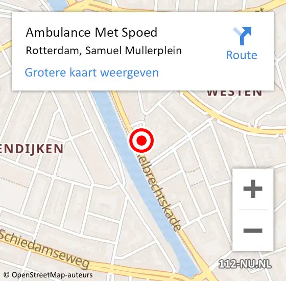 Locatie op kaart van de 112 melding: Ambulance Met Spoed Naar Rotterdam, Samuel Mullerplein op 11 december 2020 19:29