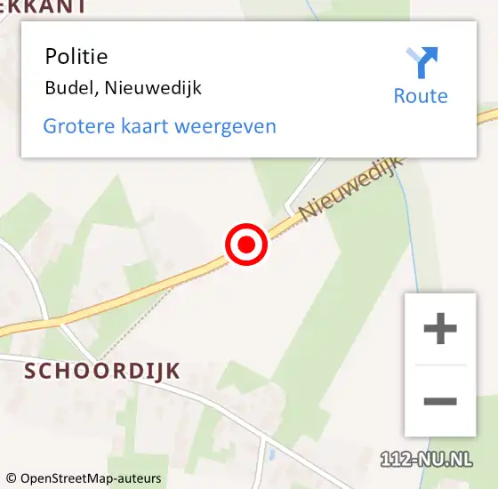 Locatie op kaart van de 112 melding: Politie Budel, Nieuwedijk op 12 december 2020 11:58