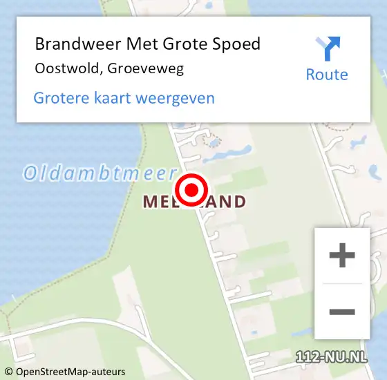 Locatie op kaart van de 112 melding: Brandweer Met Grote Spoed Naar Oostwold, Groeveweg op 27 mei 2014 10:54