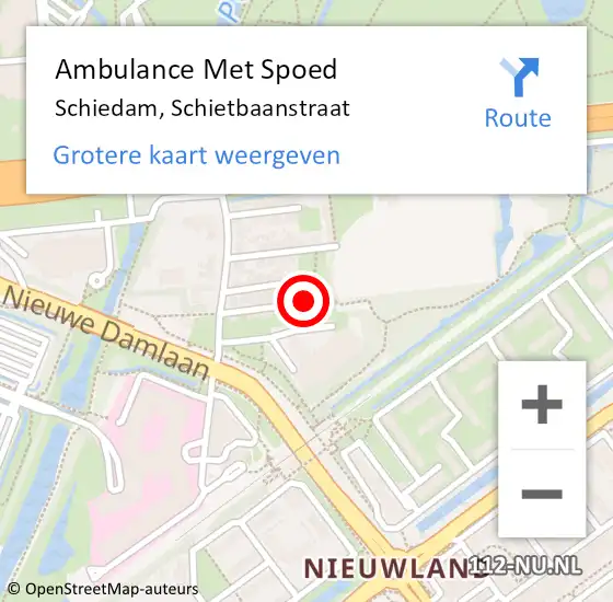 Locatie op kaart van de 112 melding: Ambulance Met Spoed Naar Schiedam, Schietbaanstraat op 13 december 2020 04:17
