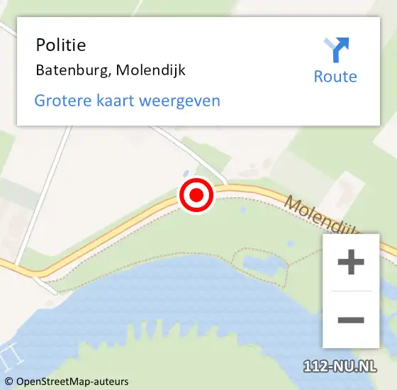 Locatie op kaart van de 112 melding: Politie Batenburg, Molendijk op 13 december 2020 12:13