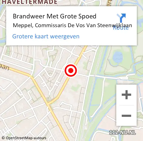 Locatie op kaart van de 112 melding: Brandweer Met Grote Spoed Naar Meppel, D Vos V Steenwijklaan op 13 december 2020 15:26