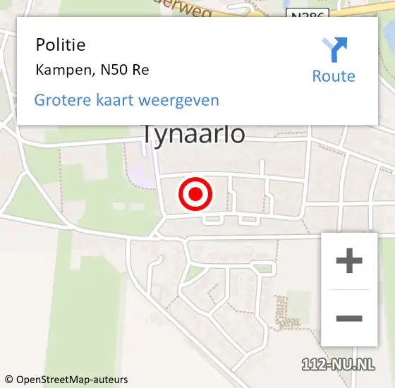 Locatie op kaart van de 112 melding: Politie Kampen, N50 Re op 14 december 2020 07:47