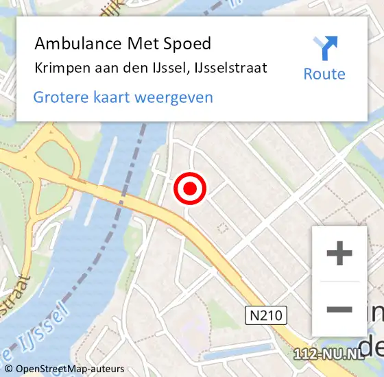 Locatie op kaart van de 112 melding: Ambulance Met Spoed Naar Krimpen aan den IJssel, IJsselstraat op 14 december 2020 22:53