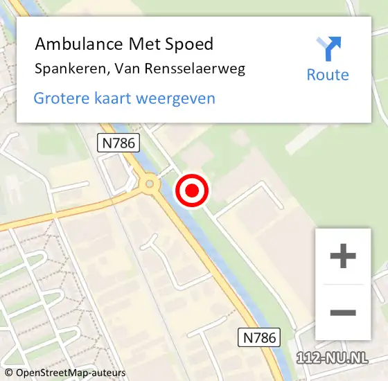 Locatie op kaart van de 112 melding: Ambulance Met Spoed Naar Spankeren, Van Rensselaerweg op 15 december 2020 09:54
