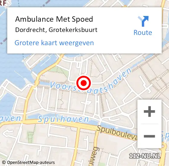 Locatie op kaart van de 112 melding: Ambulance Met Spoed Naar Dordrecht, Grotekerksbuurt op 15 december 2020 10:52