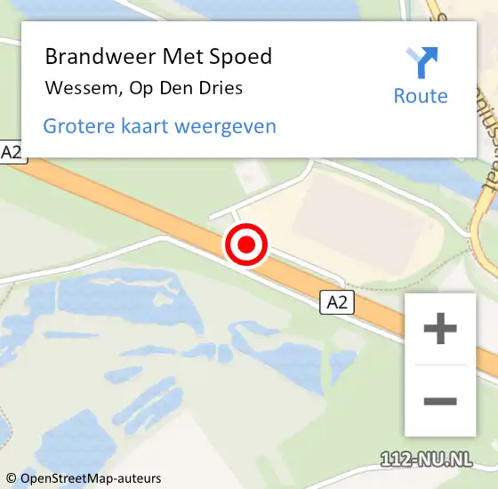Locatie op kaart van de 112 melding: Brandweer Met Spoed Naar Wessem, Op Den Dries op 15 december 2020 17:09