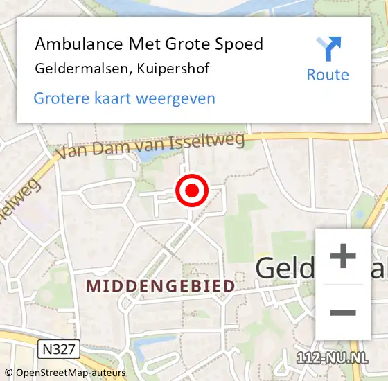Locatie op kaart van de 112 melding: Ambulance Met Grote Spoed Naar Geldermalsen, Kuipershof op 15 december 2020 19:56