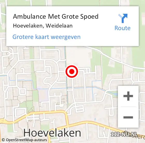Locatie op kaart van de 112 melding: Ambulance Met Grote Spoed Naar Hoevelaken, Weidelaan op 15 december 2020 21:02