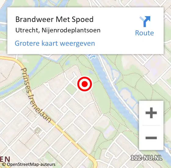 Locatie op kaart van de 112 melding: Brandweer Met Spoed Naar Utrecht, Nijenrodeplantsoen op 15 december 2020 23:00