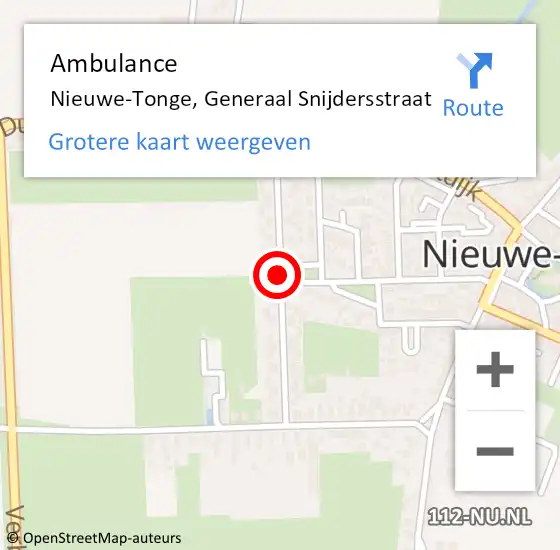 Locatie op kaart van de 112 melding: Ambulance Nieuwe-Tonge, Generaal Snijdersstraat op 16 december 2020 12:08