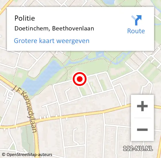 Locatie op kaart van de 112 melding: Politie Doetinchem, Beethovenlaan op 16 december 2020 23:26