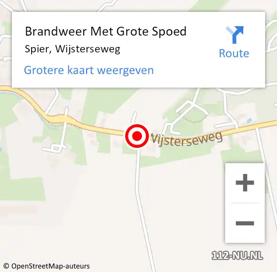 Locatie op kaart van de 112 melding: Brandweer Met Grote Spoed Naar Spier, Wijsterseweg op 16 december 2020 23:54