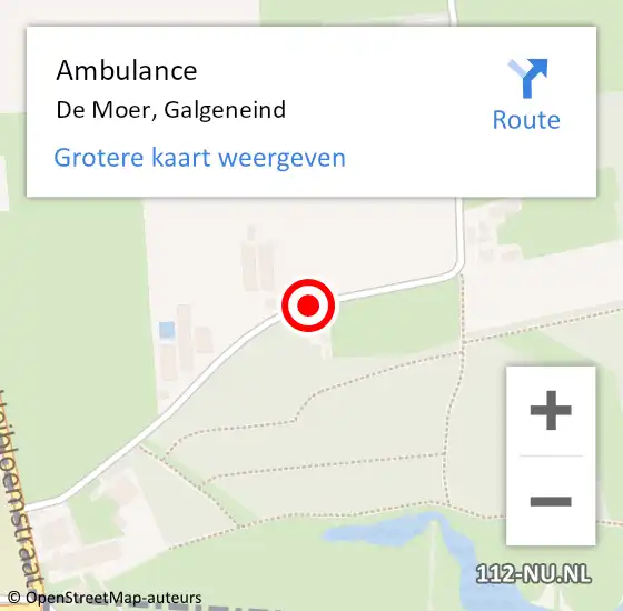 Locatie op kaart van de 112 melding: Ambulance De Moer, Galgeneind op 17 december 2020 11:46