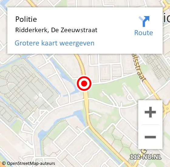 Locatie op kaart van de 112 melding: Politie Ridderkerk, De Zeeuwstraat op 17 december 2020 13:22