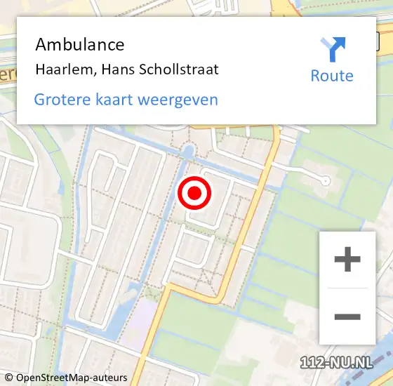 Locatie op kaart van de 112 melding: Ambulance Haarlem, Hans Schollstraat op 17 december 2020 15:03