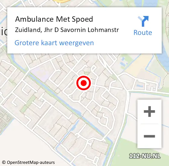 Locatie op kaart van de 112 melding: Ambulance Met Spoed Naar Zuidland, Jhr D Savornin Lohmanstr op 17 december 2020 19:24