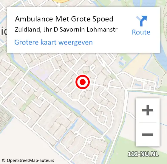 Locatie op kaart van de 112 melding: Ambulance Met Grote Spoed Naar Zuidland, Jhr D Savornin Lohmanstr op 17 december 2020 20:04