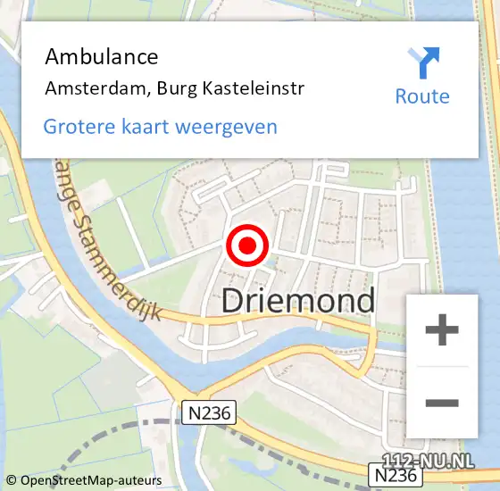 Locatie op kaart van de 112 melding: Ambulance Amsterdam, Burg Kasteleinstr op 18 december 2020 04:25