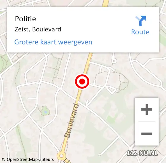 Locatie op kaart van de 112 melding: Politie Zeist, Boulevard op 18 december 2020 10:49