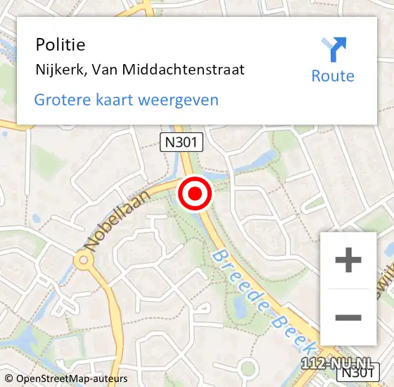 Locatie op kaart van de 112 melding: Politie Nijkerk, Van Middachtenstraat op 18 december 2020 15:40