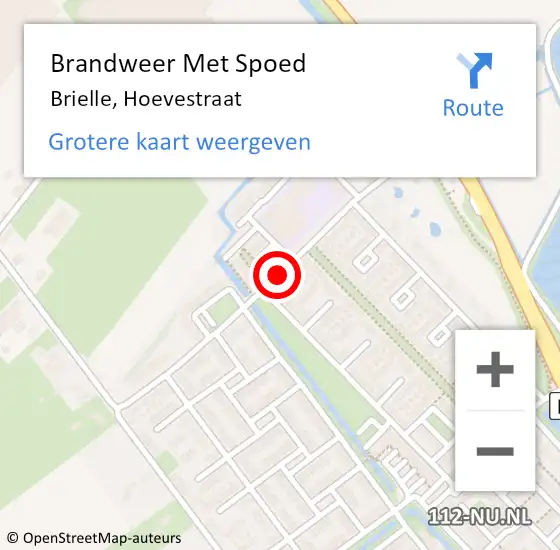 Locatie op kaart van de 112 melding: Brandweer Met Spoed Naar Brielle, Hoevestraat op 18 december 2020 16:39