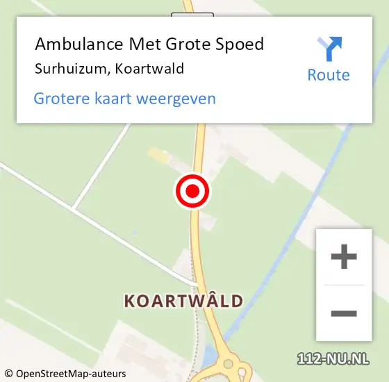 Locatie op kaart van de 112 melding: Ambulance Met Grote Spoed Naar Surhuizum, Koartwald op 18 december 2020 20:12