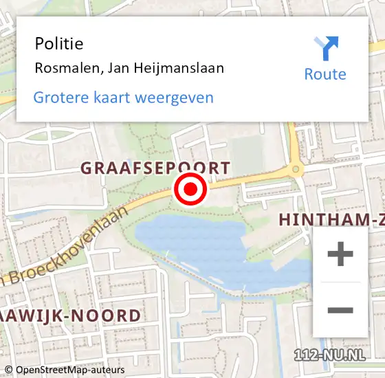 Locatie op kaart van de 112 melding: Politie Rosmalen, Jan Heijmanslaan op 18 december 2020 20:15