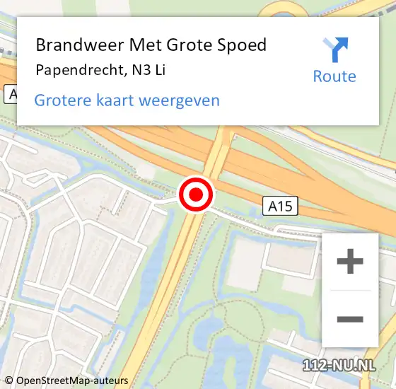 Locatie op kaart van de 112 melding: Brandweer Met Grote Spoed Naar Papendrecht, N3 Li op 18 december 2020 21:28