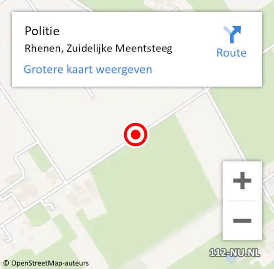 Locatie op kaart van de 112 melding: Politie Rhenen, Zuidelijke Meentsteeg op 19 december 2020 08:56