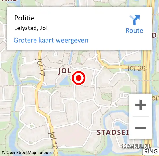 Locatie op kaart van de 112 melding: Politie Lelystad, Jol op 19 december 2020 13:43