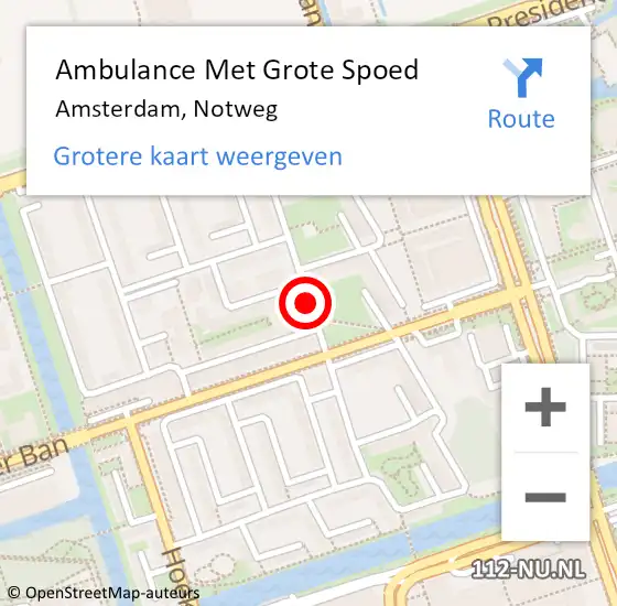 Locatie op kaart van de 112 melding: Ambulance Met Grote Spoed Naar Amsterdam, Notweg op 19 december 2020 15:10