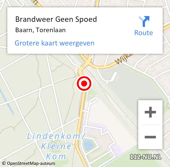Locatie op kaart van de 112 melding: Brandweer Geen Spoed Naar Baarn, Torenlaan op 19 december 2020 19:44