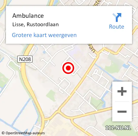Locatie op kaart van de 112 melding: Ambulance Lisse, Rustoordlaan op 20 december 2020 02:58