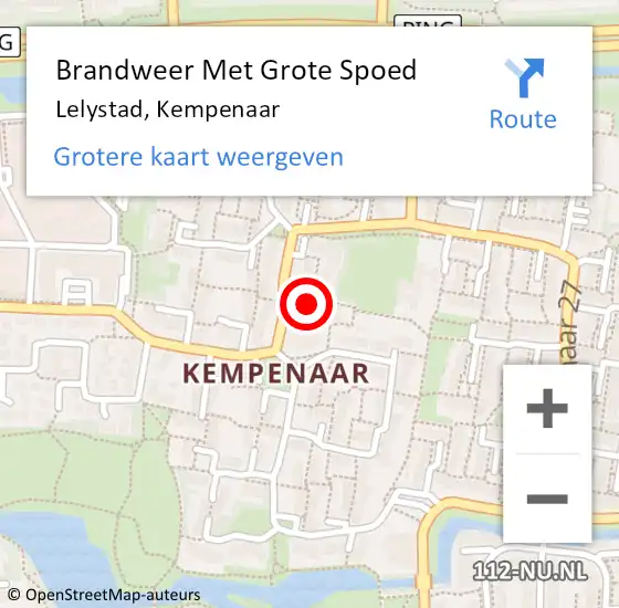 Locatie op kaart van de 112 melding: Brandweer Met Grote Spoed Naar Lelystad, Kempenaar op 20 december 2020 17:00