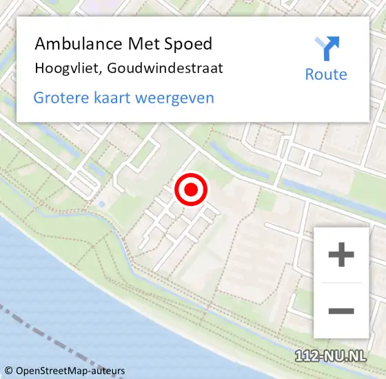Locatie op kaart van de 112 melding: Ambulance Met Spoed Naar Hoogvliet, Goudwindestraat op 20 december 2020 18:57